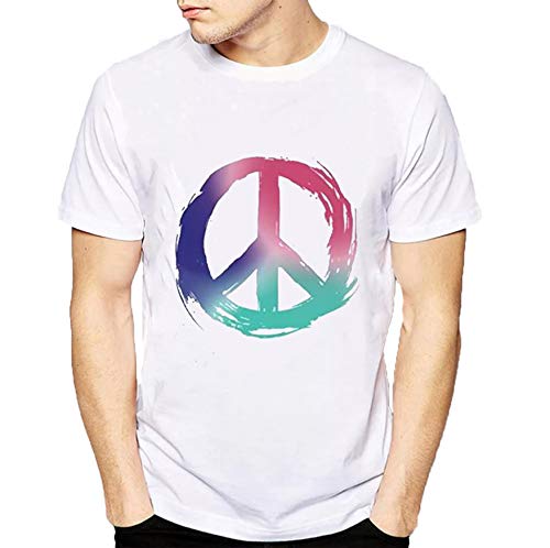grean Polyester Half Sleeve Round/Crew Neck Mens White Printed T-Shirt: Colors of Peace RS.155 (84.00% Off) - Amazon