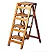 Produktbild Klappbarer 4 Tritt-Tritt-Hocker/Leiter/Stuhl Tragbare Treppe für den Hausgebrauch Mehrzweck-Pflanzständer Library Ladder Maximale Belastung 150KG (Farbe: Gelbe Nussbaum)
