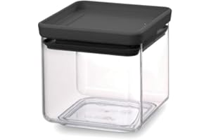 Brabantia tasty + bote apilable cuadrado de plástico transparente, 0.7 l, tapa dark grey