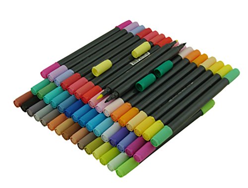 Erofa 48 Pack duale Spitze Pinsel Stifte – Pinselspitze und feinen Tipp Wasser basierte Färbung Marker für Anfänger bis zum Experten-Künstler – sortierte Farben sind toll für Kalligraphie mischen Färbung Zeichnung - 2
