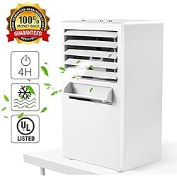 Climatiseur Personnel Ventilateur Refroidisseur d'Air Portable Humidificateur de Circulateur de Brumisateur 9.5 Pouces Ventilateur de Vent Froid Silencieux pas de Fuite pour Été Accueil Bureau,White