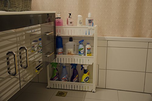 nean Nischenregal 3 Ablagen Küchenregal Badregal Standregal Allzweckwagen mit Rollen - 4