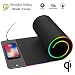 Produktbild QILade Yzcing Wireless Charging Mouse Pad/Große RGB-Gaming-Soft-Mauspad/Rutschfeste Tastaturmatte / 7 buntes L-E-D-Licht / 3-in-1-Schnellladegerät 10W für iPhone Samsung (31,5 x 10,6 '')