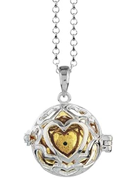 Nenalina Silber Halskette mit Engelsflüsterer Anhänger inkl. Klangkugel | Damen Collier mit Schmuckanhänger |...