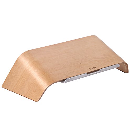 SAMDI Notebookständer mit Schublade | Universal Laptop aus Holz Stand Halter Halterung | Dock Gradient Oblique für Air/Pro Retina 11″/ 12″ / 13″/ 15″ PC Notebook(Beige) - 6