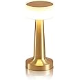 BeFunky LED Table Lamp With Touch Sensor, 3-Levels Brightness, Rechargeable Battery Up to 48 Hours Usage, Night Light for Kids Nursery, Nightstand, Bedside (Barbell Gold)