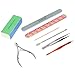 Anself Professional Nail Art Set Manicure Tools Kit Nail File Buffer Toe Finger Separator Cuticle Fork Pusher Nippers Tweezers Polishing Block Stick (10Pcs)