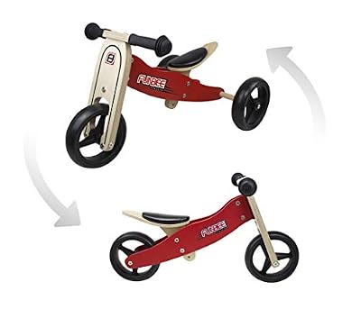 Funbee Porteur Bois Evolutif Funbee 3 roues - Position porteur ou draisienne par système de visserie - Taille ajustable - Dès 18 mois - D'arpèje - OFUN539