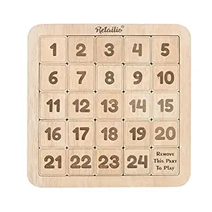 Retailio Number Slide Wooden Puzzles - Brain Teaser IQ Game - Non Interlocked Pieces (5 x 5)