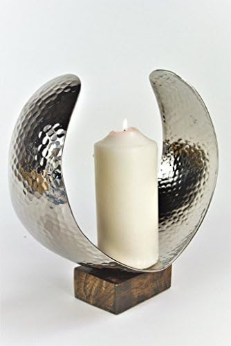Four Seasons Liverpool Large Silver Metal Curved Candle Tealight T Light Holder Chrome Sculpture