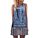 Produktbild Sunday Damen Ärmellos Sommerkleid Minikleid Strandkleid Partykleid Rundhals Rock Mädchen Blumen Drucken Kleider Frauen Mode Kleid Kurz Hemdkleid Blusekleid Kleidung (C, XXXL)