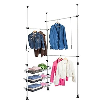 SoBuy® FRG34 Télescope Garde-Robe Système Herkule, Portant de vêtement largeur (160-195cm)x hauteur (103-278cm)