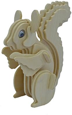 Smilelove Animal 3D Wooden Jigsaw Puzzle, 3D Artwork 3D Models Kids Educational Toy for Kids Adults the Best Birthday Gift,Squirrel Wood Modle DIY Toy