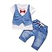 Produktbild Kinderbekleidung Krabbelhosen Bekeleideung Sommer Kleidung Neugeborene T-shirt Top Kurzarm Hosen Outfit Boy Kinder jungen Tops Hosen Bekleidungssets LMMVP (12 Monate-4Jahre) (Weiß, 110CM (4Jahre))