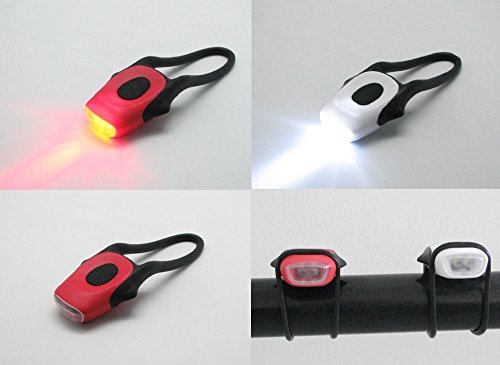 LED Fahrrad-Licht Set Abnehmbar Silikon Rad-Beleuchtung Lampe Leuchte Front- und Rücklicht für Kinder & Erwachsene (Weiß+Rot, je 1 Stück) - 2