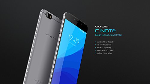 UMIDIGI C NOTE - Android 7.0 5.5 Zoll 4G Smartphone 1.5GHz Quad Core 3GB RAM 32GB Ultra-Slim 8.4mm Metall Unibody 3800mAh Batterie - Grau