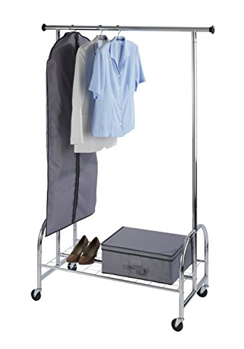 WENKO 4364810100 Kleiderständer Profi – rollbar, bis 100 kg belastbar, verchromtes Metall, 121 x 185 x 52 cm, Chrom - 3