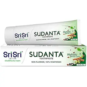 Sri Sri Tattva Sudanta Herbal Toothpaste - All Natural, Fluoride Free Tooth Paste with Cloves, Cinnamon, Bakul & More - 200g (Pack of 1), for Kids and Adults