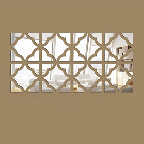 Preisvergleich Produktbild Oyedens 20pcs Acrylspiegel-Wandaufkleber Entfernbarer DIY Abziehbildausgangs-Vinylwandbilddekor... (Silber)