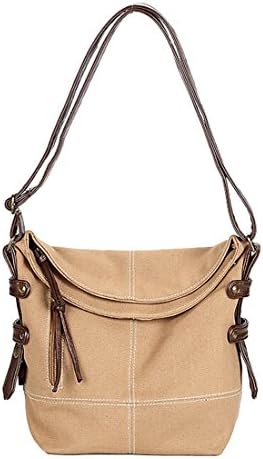 Fansela(TM) Casual Unisex Nylon Leisure Canvas Crossbody Bag Light Yellowish-brown