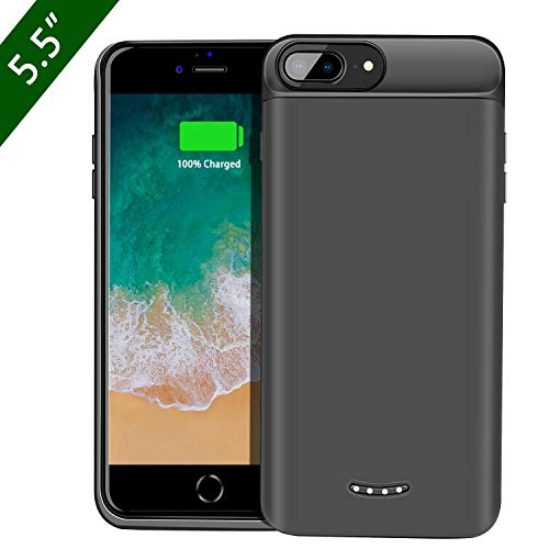 Coque Batterie Compatible avec iPhone 8Plus 7Plus 6S Plus 6Plus  Beefix 7500mAh Rechargeable   tui Chargeur Batterie Portable Pack Batterie de Secours  Noir