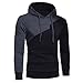 Produktbild Venmo Mens 'Patchwork Hoodie mit Kapuze Sweatshirt Tops Langarmjacke Mantel Outwear Jacke Kapuze Hoodie Sweatshirt Herren Winter Warme Sweatshirt Hoodie Kapuzenpullover Wintermantel (XL, Black)