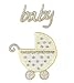 Price comparison product image Cream pram & silver embroidered self adhesive baby word, iron glue or sew motifs