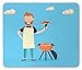 Produktbild Drempad Gaming Mauspads, BBQ Party Mouse Pad, Cheerful Man Cooking Steak on a Grill in a Sunny Day Outdoor Barbecue Party, Rectangle Non-Slip Rubber Mousepad, Blue Multicolor 9.8 X 11.8 INCH