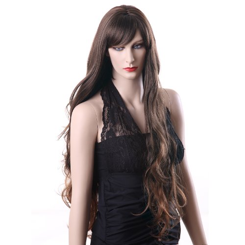 Songmics Neu Stil Perücke Haar Mode Wig Wigs Weiblich Braun Gelockt 91cm Lang WFS133 - 5