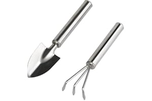 LAHVIUU Gartenwerkzeug Set,2 Stück Rostfreier Stahl Gartengeräte Rechen Gartenschaufel Gartenkralle Garten Geschenke Bonsai Werkzeug Pflanzschaufel,für Drinnen und Draußen lose Erde und Topfpflanzen