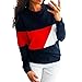 Produktbild JUSTSELL Langarmshirts Pullover für Damen Herbst Winter,Frauen Farbe Patchwork Sweatshirt Rundhalsausschnitt T Shirt Casual Bluse Sport Tops