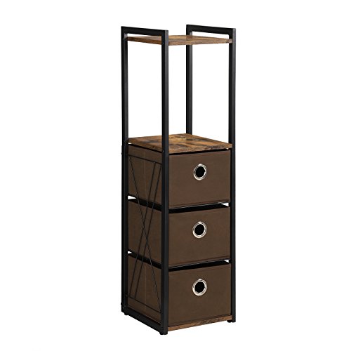 SONGMICS Standregal, Aufbewahrungsregal, 5 Ebenen Regal, Multifunktionales Eckregal, mit 3 abnehmbaren Schubladen, für Wohnzimmer, Schlafzimmer, vintage, schwarz LLS05X SONGMICS Standregal, Aufbewahrungsregal, 5 Ebenen Regal, Multifunktionales Eckregal, mit 3 abnehmbaren Schubladen, für Wohnzimmer, Schlafzimmer, vintage, schwarz LLS05X