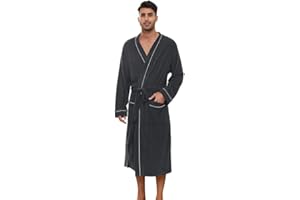 U2SKIIN Herren Bademantel Frottee 100% Baumwolle Sauna Bademantel weicher langer Bademäntel für Herren Kimono Morgenmantel Männer Nachtwäsche