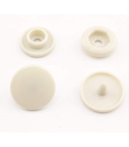 Bouton 15 Mm Pression Composé De 4 éléments Diamètre 15 Mm 3 Pièces En Métal Et Le Bouton En Pvc Couleur Blanc Brillant