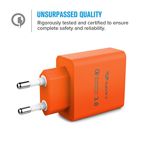 SAVFY USB Schnellladegerät [Qualcomm Quick Charge 3.0] 18W mit Mikro USB Schnellladekabel Highspeed USB Ladegerät für Smartphones & Tablets und andere USB ladende Geräte Orange - 4