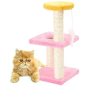 Emily Pets Ultimate Cat Climbing Tower Condo & Activity Tree 15,75 inch Tall Carpeted Natural Sisal Scratching Posts, Modern Wall Mounted cat Furniture with Hanging Mouse Toy(Color May Vary)