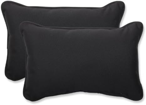 Pillow Perfect Rectangular Throw Pillow with Black Sunbrella Fabric, Set of 2 by Pillow Perfect