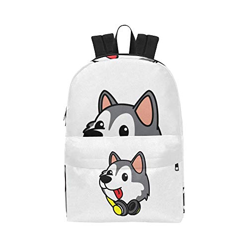 Musical Funny Creative Dog Classic Cute Waterproof Laptop Daypack Bags School College Causal Backpacks Rucksacks Bookbag for Kids Women and Men Travel with Zipper and Inner Pocket
