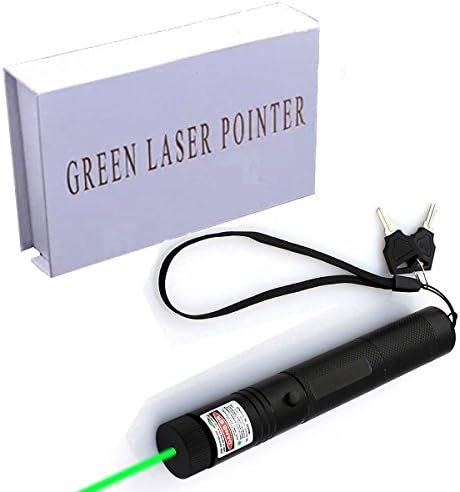 High Power 532nm Green Beam Light Pen, PowerPoint Clicker Demo Remote Pen Pointer Projector Travel Outdoor Flashlight with Star Caps - Includes a 18650 Battery+ EU Charger (Green 303)