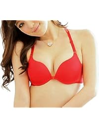 Women's Poly Cotton Multipurpose Front-Closure Push-up Bra (Red, 32)