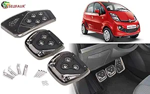 Selifaur - 3 Pcs Black Non-Slip Manual Car Pedals kit Pad Covers Set for Tata Nano Genx
