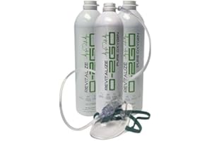 O2GO 18L Oxygen Can with Mask and Tube - revitalize 99.5% Pure Oxygen in a Lightweight Portable Canister (3 cans 1 mask)