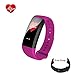 Produktbild Smart Bluetooth Sport Herren Damen Sport Armband Fitness Tracker Herzfrequenz Blut Druck Herzfrequenz Monitor Farbe OLED Uhr für iOS Android, violett