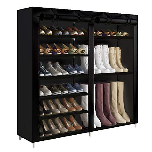 UDEAR Scarpiera a Stivale 27 Coppie Organizer per Scarpe a 6 Livelli con Ingresso Nero