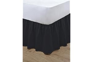 Gold Star Bedding Plain Dyed Poly Cotton Soft Frilled Base Valance Sheets Bed Sheets Covers (Black, Double)