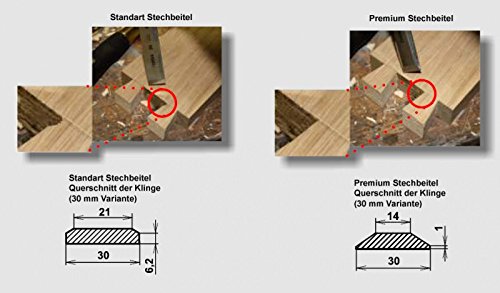Stechbeitel Set 4 teilig (8/10/16/32 mm) in Premium Qualität + Schreinerklüpfel - 2