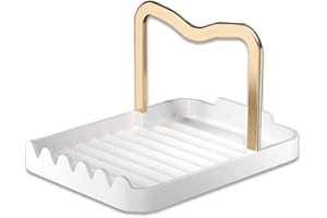 STARRY G Reposecuillère de cuisine avec support de couvercle, reposeustensiles de cuisine avec tampon d'égouttement, support de couvercle de casserole, support de comptoir pour louches, pinces,