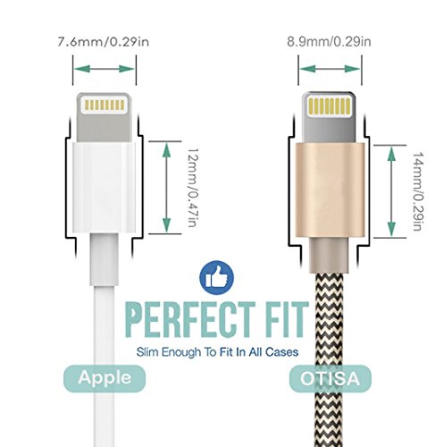 OTISA 3Pack 1.5m Nylon iPhone Datenkabel Verbindungskabel USB Kabel mit Lightning Stecker Ladekabel für Apple iPhone 6 Plus/6 /5/5S/6s iPad 4 iPad Mini/Air iPod 5 und iPod7 Arbeitet mit neuesten iOS-Update (GOLD) - 2