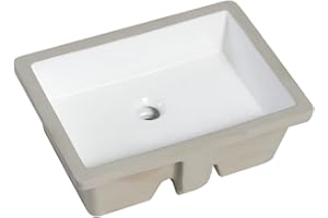 MEJE #T2014-1_19.5 pulgadas, fregadero rectangular bajo encimera, lavabo de cerámica, lavabo debajo del mostrador, blanco