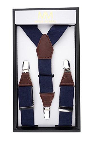 Massi MorinoBraces Men 3,5cm wide - Adjustable elastic braces with genuine leather and extra strong clipsClimatePartner certified